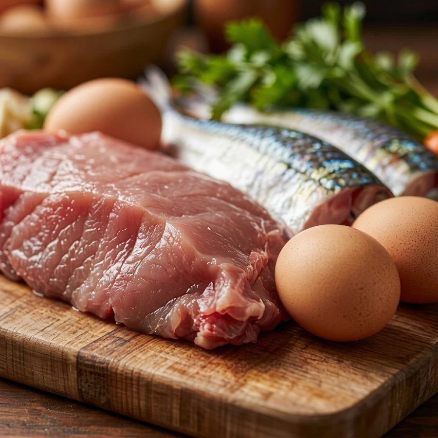 Продукты на столе.