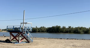 Городской пляж на острове Помазкин в Барнауле.