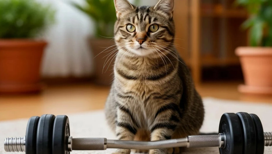 кот, домашняя тренировка