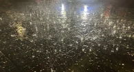 Барнаул во время дождя ночью.