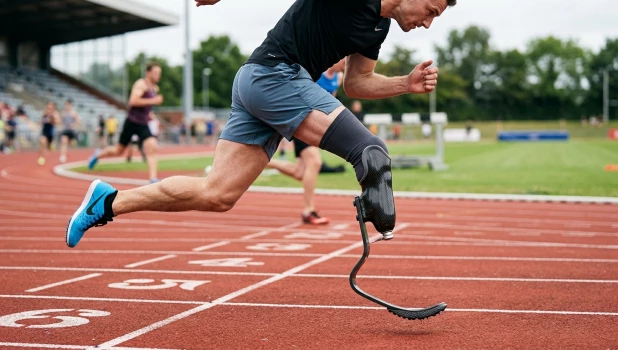 Спортсмен. Протез ноги.