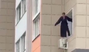 Жительница Барнаула вышла на козырек окна.