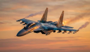 Истребитель Су-30 в небе.