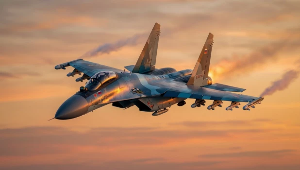 Истребитель Су-30 в небе.