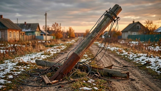 Столб. Провода. 